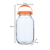 Multipurpose 3 L Storage Jar With Handle- Transparent & Orange