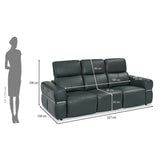 Castel 3 Seater Leather Electric Sofa Recliner- Green