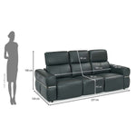 Castel 3 Seater Leather Electric Sofa Recliner- Green