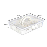 Rectangular 3 Compartment Storage Cannister with Handle-Cream