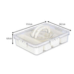 Rectangular 4 Compartment Storage Cannister with Lid and Handle-Cream