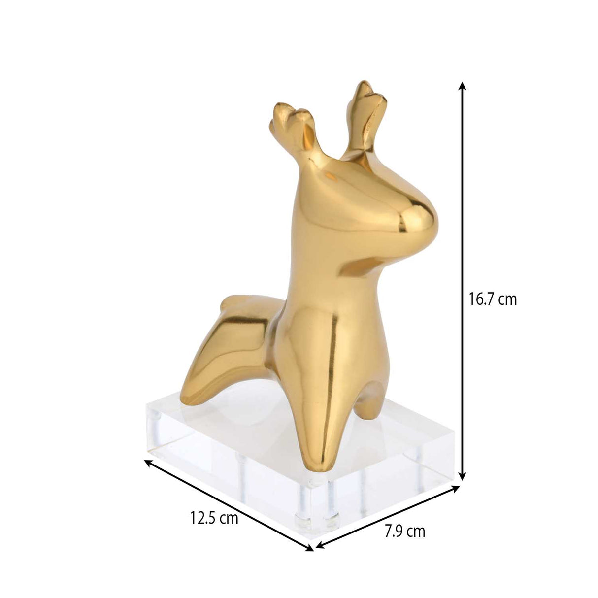 Deer Figurine Metal and Acrylic Showpiece- Gold