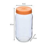 Multipurpose 1000 ml Glass Cannister with Lid- Transparent & Orange