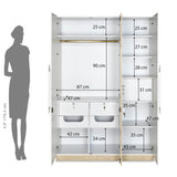 Tron 3 Door Wardrobe- Travertine & White