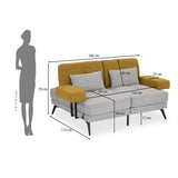 Nocta 2 Seater Fabric Sofa- Mustard and Grey