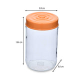 Multipurpose 660 ml Glass Cannister with Lid- Transparent & Orange