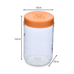 Multipurpose 660 ml Glass Cannister with Lid- Transparent & Orange