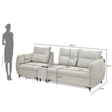 Infinia 1+2 Seater Fabric Sofa Set with Rectangle Console- Off White