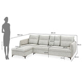 Infinia 4 Seater Fabric Sofa with Right Lounger -Off White
