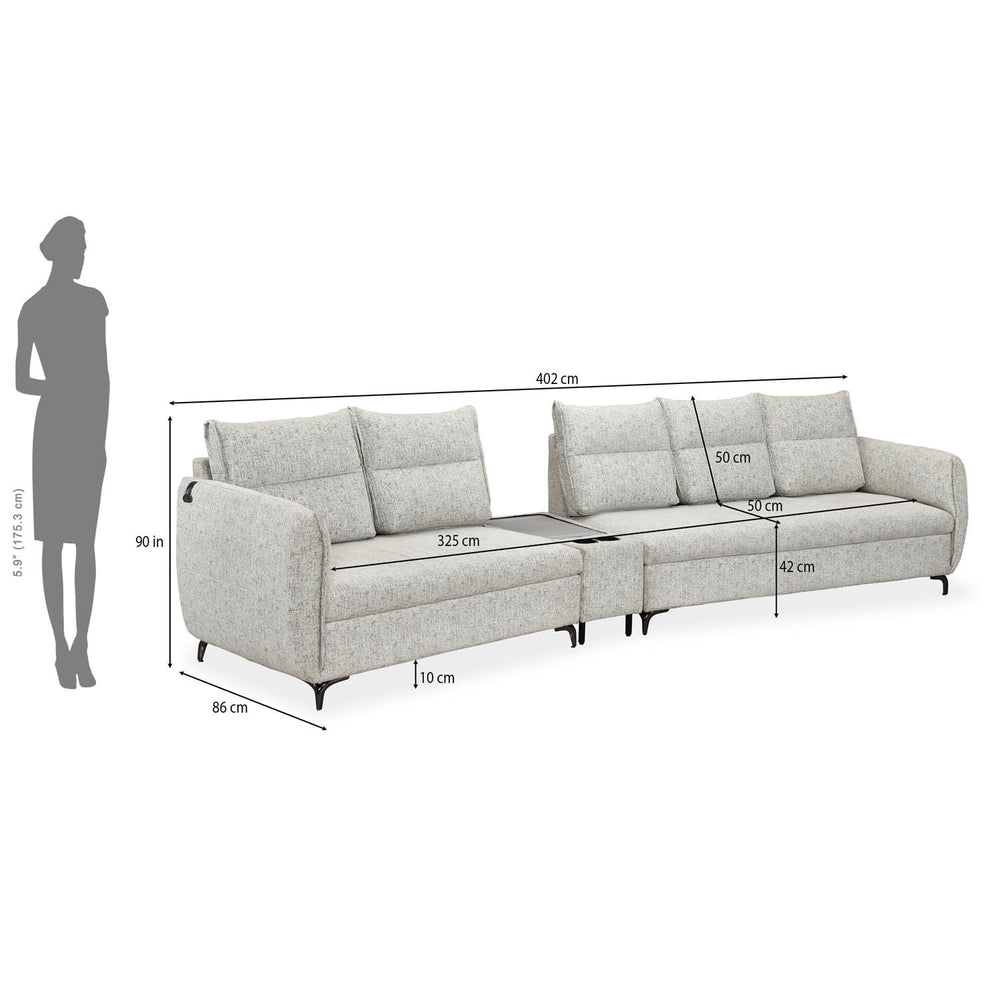 Infinia 2+3 Seater Fabric Sofa Set with Triangle Console- Off White