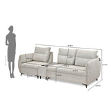 Infinia 1+2 Seater Fabric Sofa Set with Rectangle Console- Off White