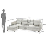 Infinia 4 Seater Fabric Sofa with Right Lounger -Off White