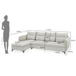 Infinia 4 Seater Fabric Sofa with Right Lounger -Off White