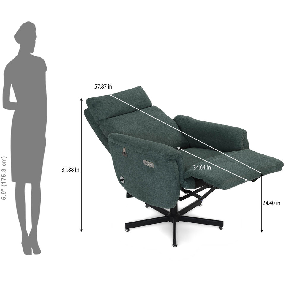 Regno 1 Seater 360-Degree Swivel Electric Recliner - Green