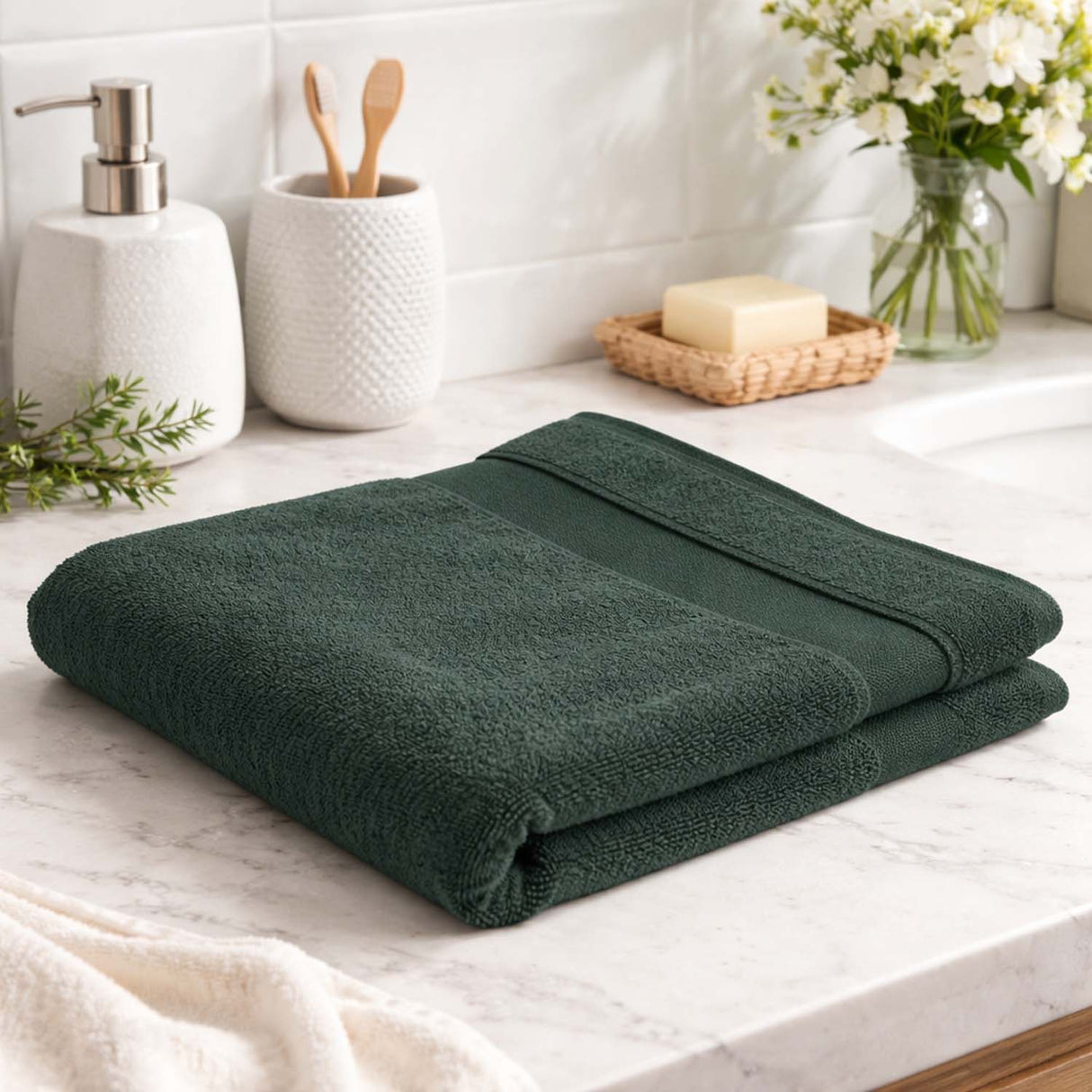 Cotton Zero Twist Bath Towel- Green