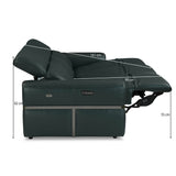 Castel 3 Seater Leather Electric Sofa Recliner- Green
