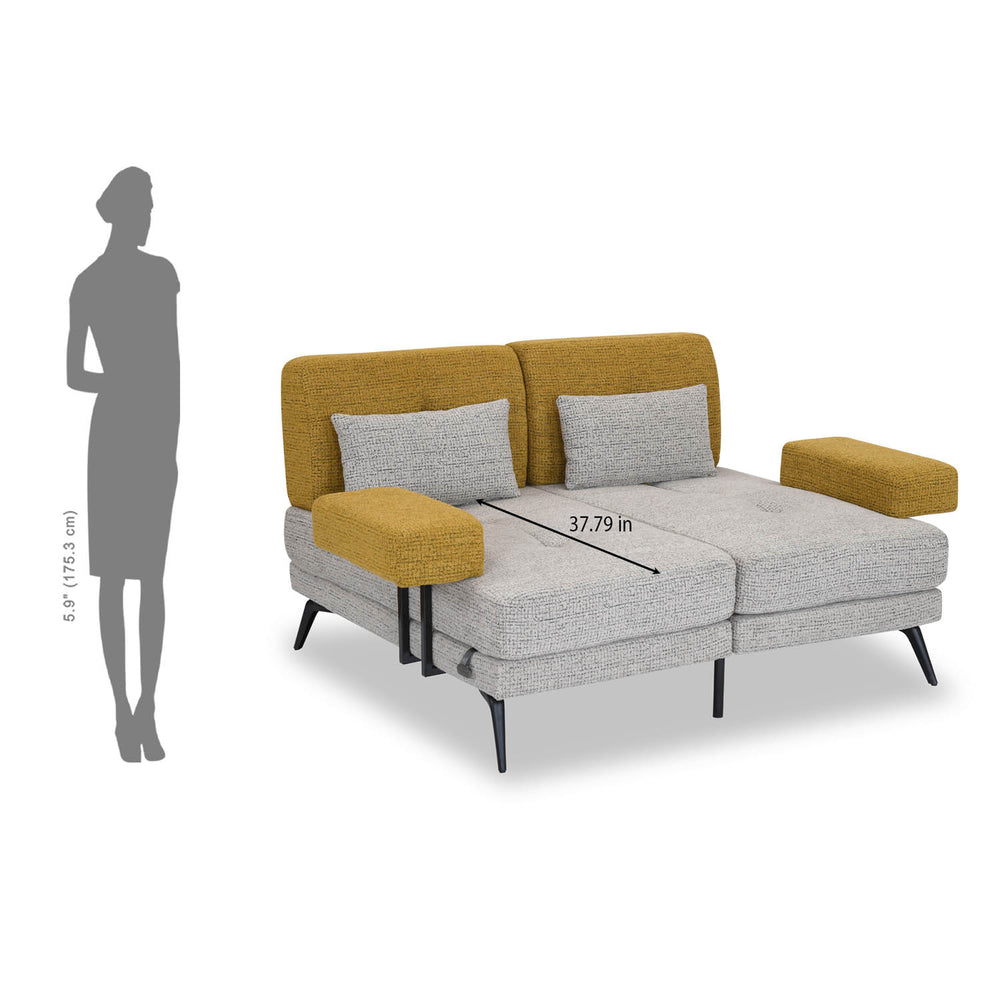 Nocta 2 Seater Fabric Sofa- Mustard and Grey