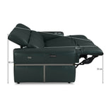 Castel 3 Seater Leather Electric Sofa Recliner- Green