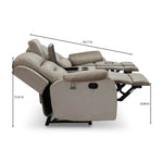 Rosia 2 Seater Recliner Sofa with Console- Light Brown