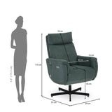 Regno 1 Seater 360-Degree Swivel Electric Recliner - Green