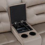 Rosia 2 Seater Recliner Sofa with Console- Light Brown