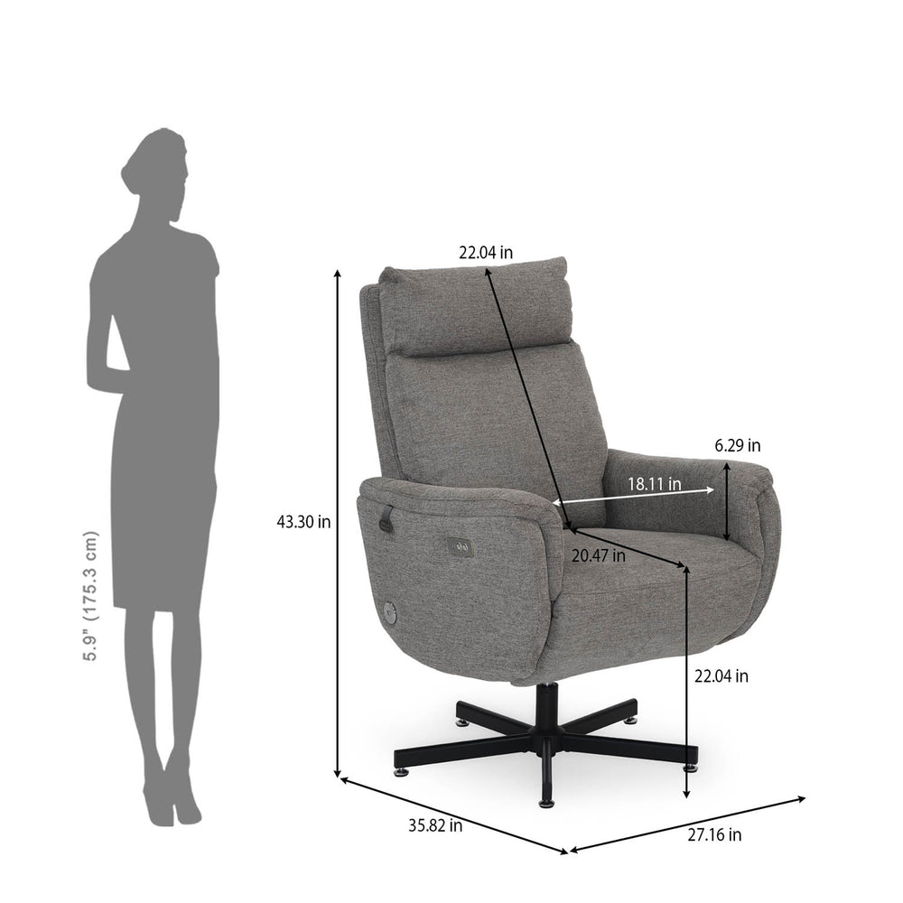 Regno 1 Seater 360-Degree Swivel Electric Recliner - Khaki