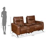 Beatrix 2 Seater Dual Motor Electric Recliner with Console- Brown