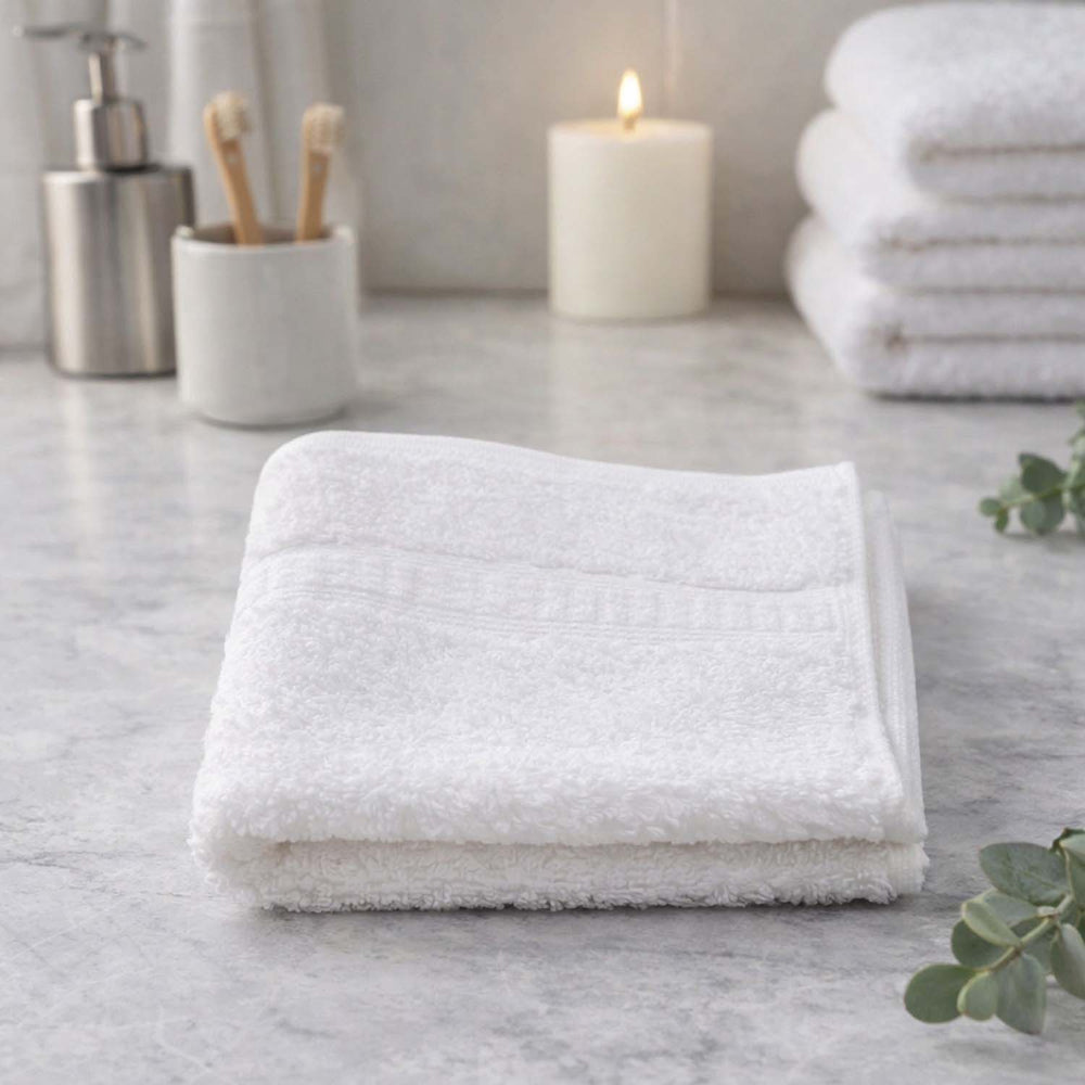 Cotton Zero Twist Face Towel- White