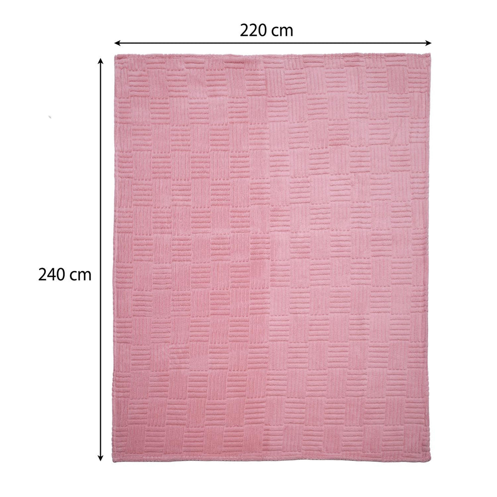 Jacquard Geometric Polyester Double Blanket- Pink
