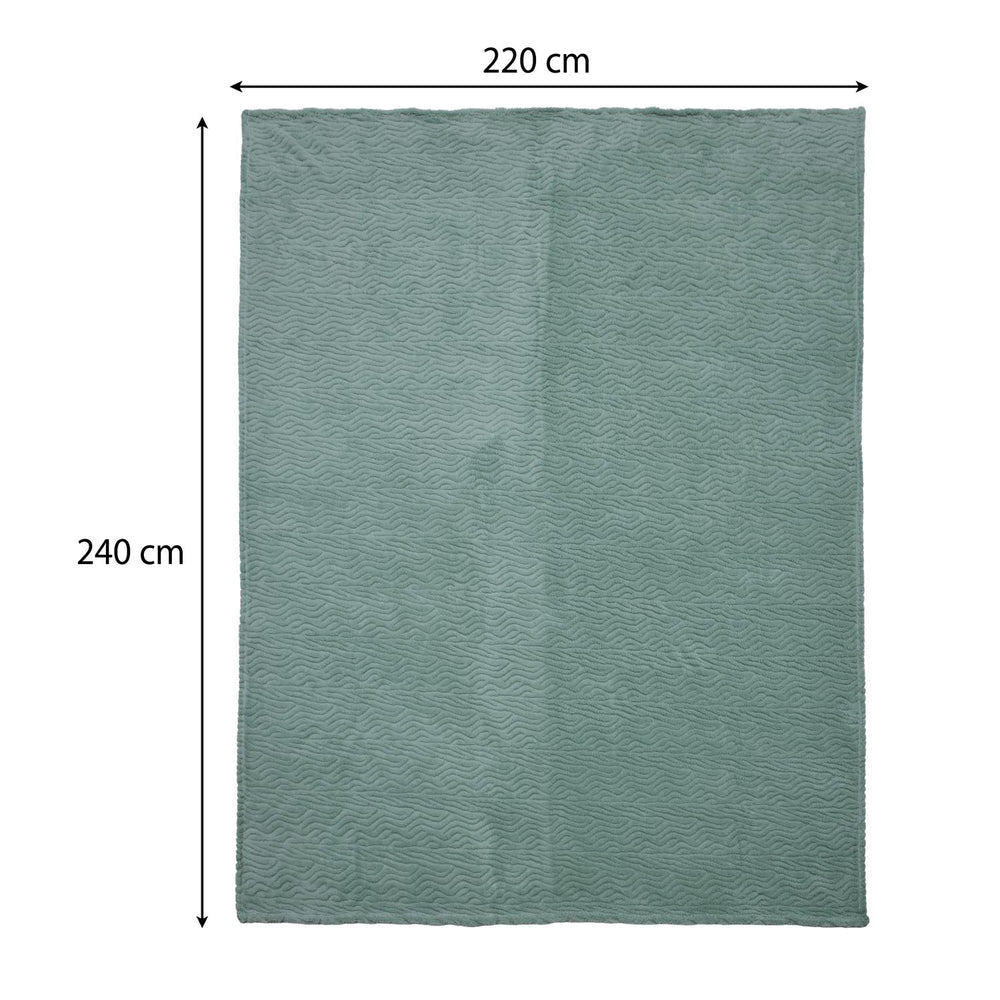 Jacquard Waves Polyester Double Blanket- Green