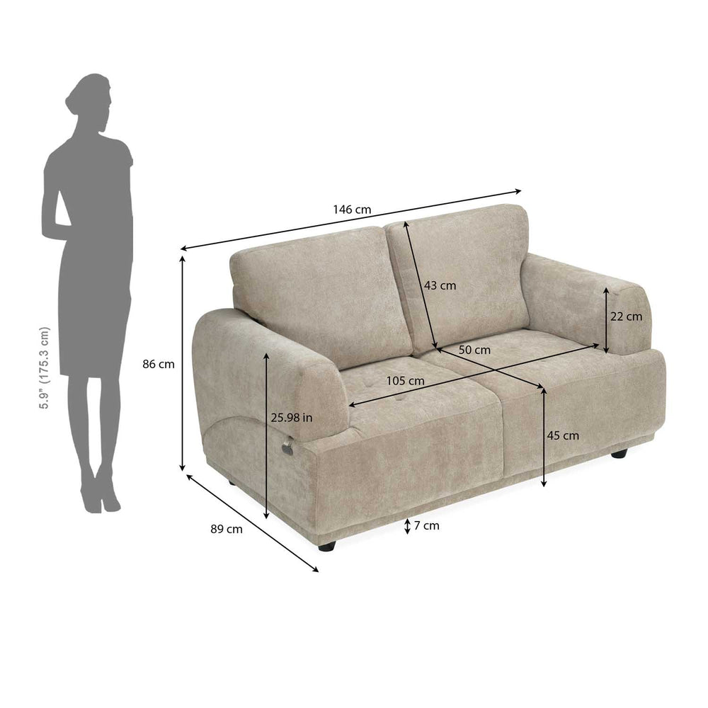 Renzo 2 Seater Sofa- Almond Beige