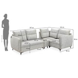 Infinia 2+1+1 Seater Fabric Sofa Set with Left Corner Sofa and Rectangle Console- Off White