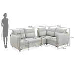 Infinia 2+1+1 Seater Fabric Sofa Set with Left Corner Sofa and Rectangle Console- Off White