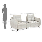Infinia 2 Seater Fabric Sofa with Triangle Console- Off White