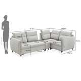 Infinia 2+1+1 Seater Fabric Sofa Set with Left Corner Sofa and Rectangle Console- Off White