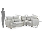 Infinia 2+1+1 Seater Fabric Sofa Set with Left Corner Sofa and Rectangle Console- Off White