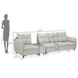 Infinia 1+3 Seater Fabric Sofa Set with Rectangle Console- Off White