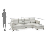 Infinia 4 Seater Fabric Sofa with Left Lounger - Off White