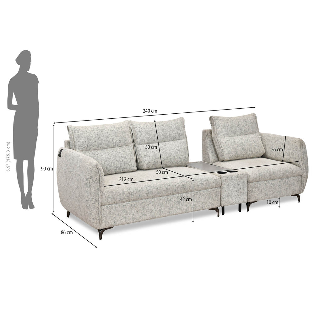 Infinia 2+1 Seater Fabric Sofa Set with Rectangle Console- Off White