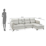 Infinia 4 Seater Fabric Sofa with Left Lounger - Off White