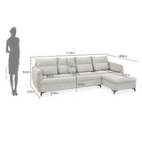 Infinia 4 Seater Fabric Sofa with Left Lounger - Off White