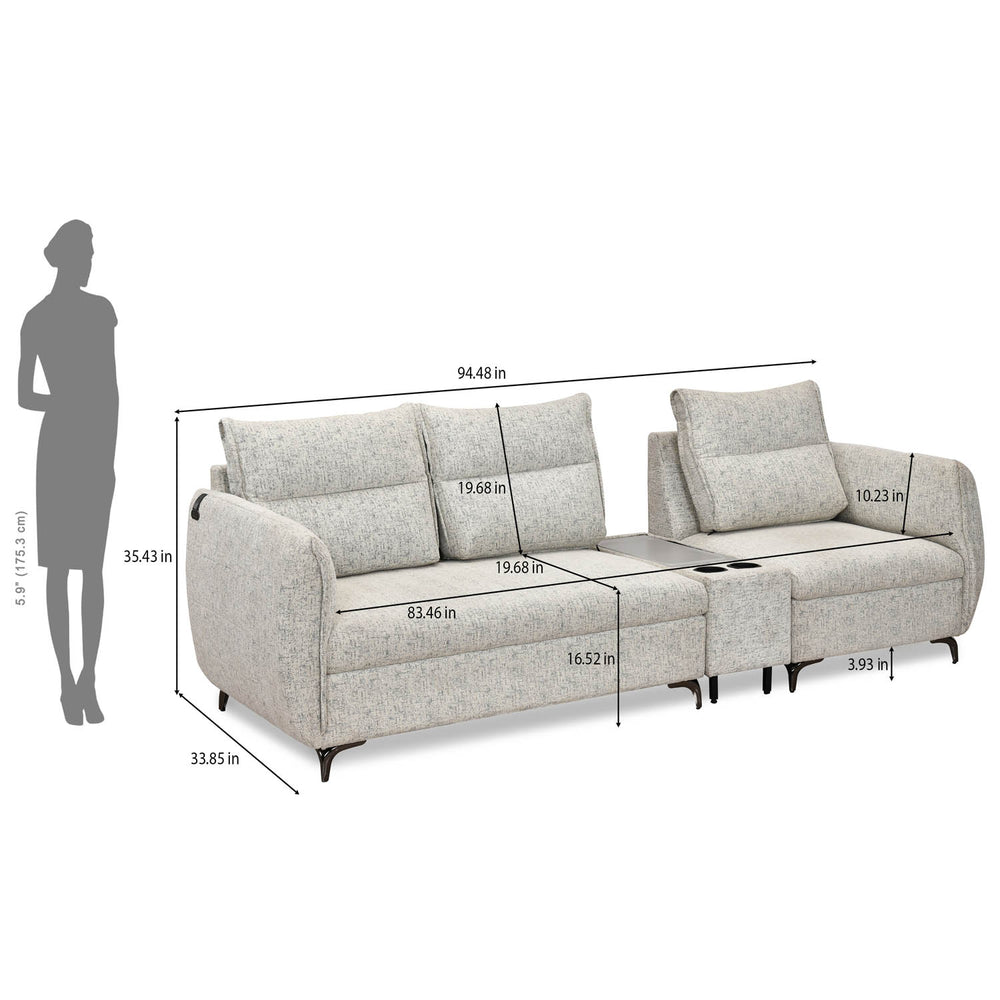 Infinia 2+1 Seater Fabric Sofa Set with Rectangle Console- Off White
