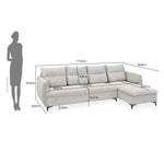 Infinia 4 Seater Fabric Sofa with Left Lounger - Off White