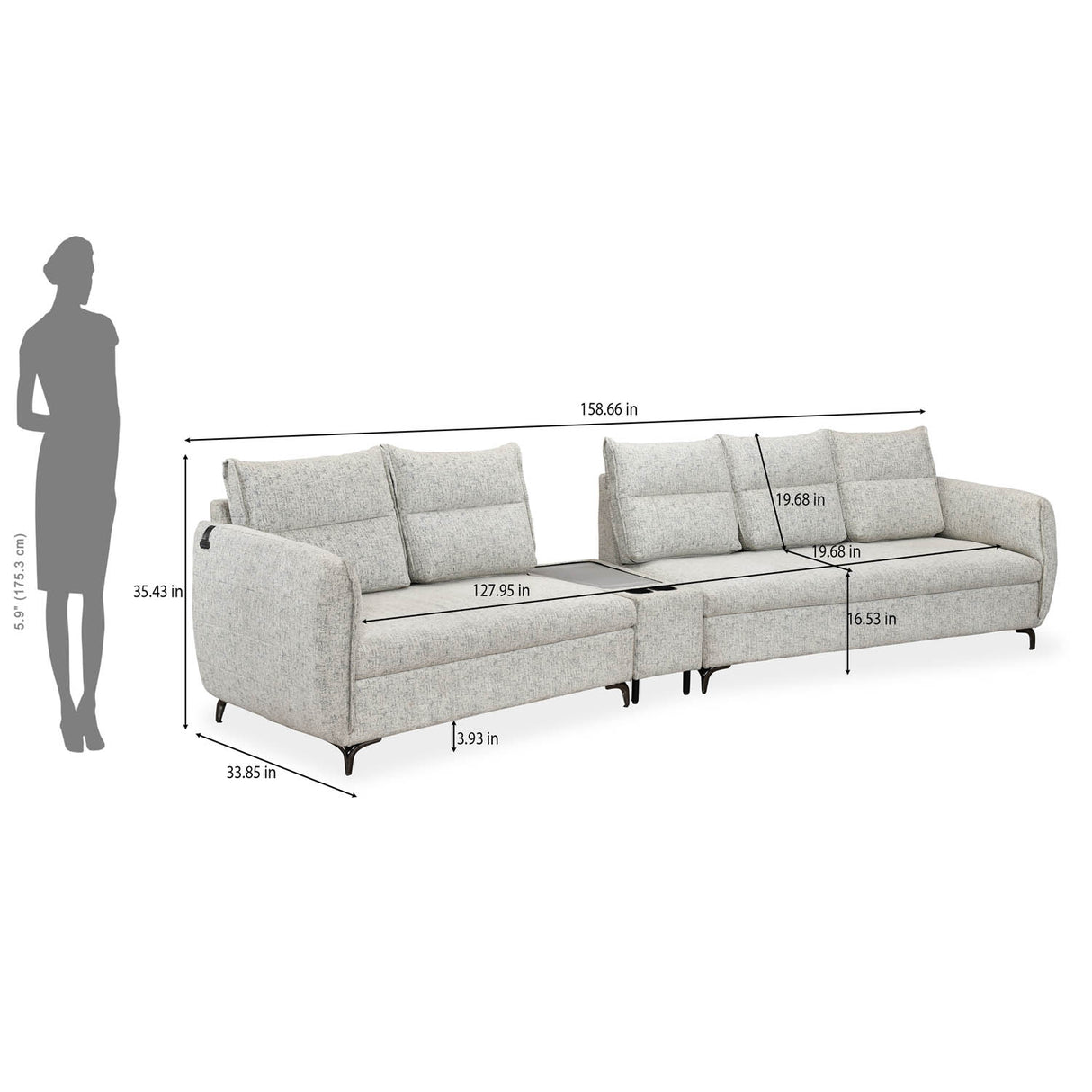 Infinia 2+3 Seater Fabric Sofa Set with Triangle Console- Off White