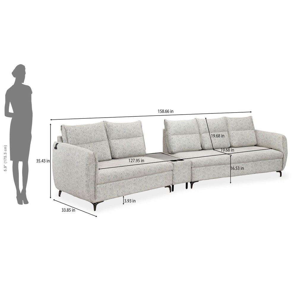 Infinia 2+3 Seater Fabric Sofa Set with Triangle Console- Off White
