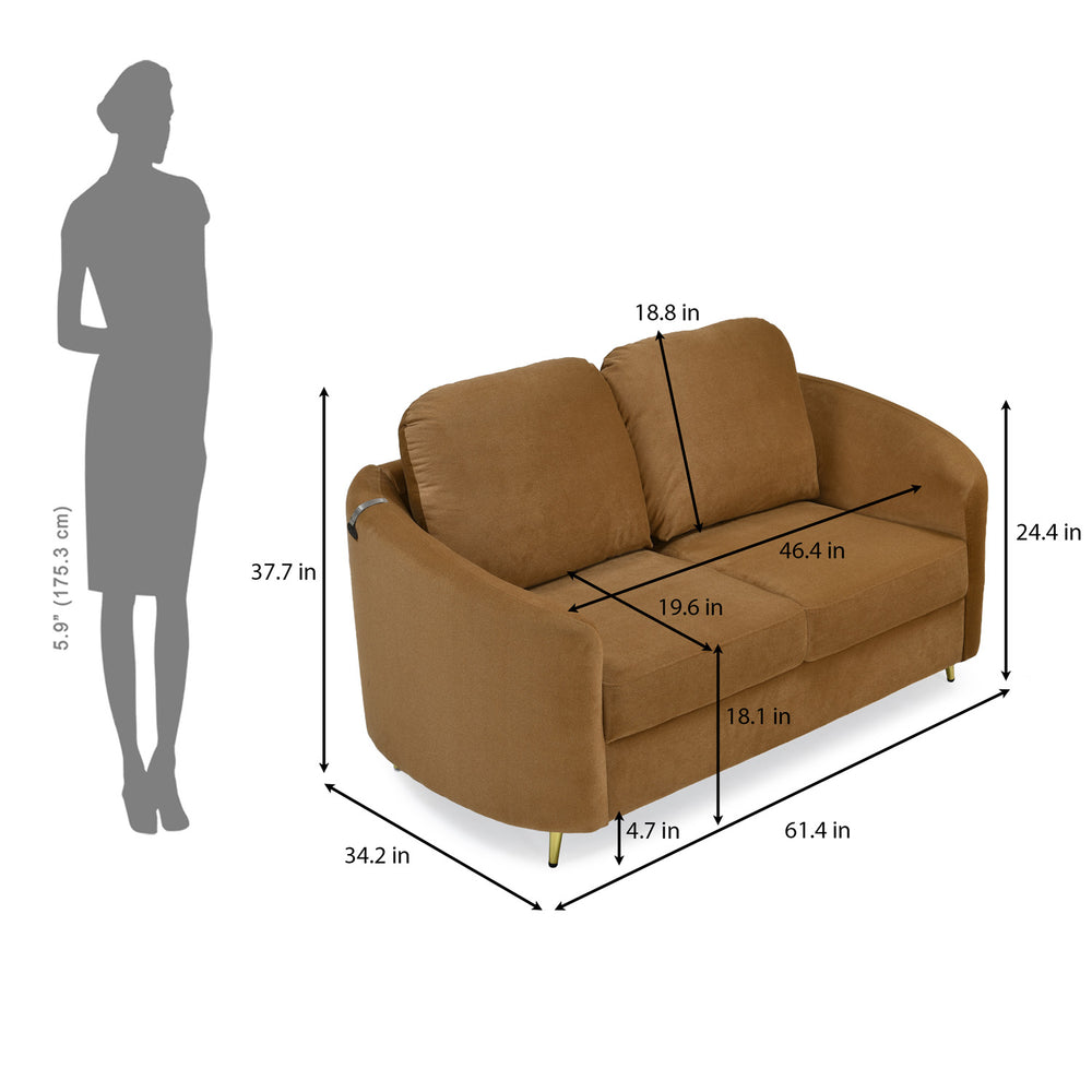 Arch 2 Seater Fabric Sofa- Rust Brown