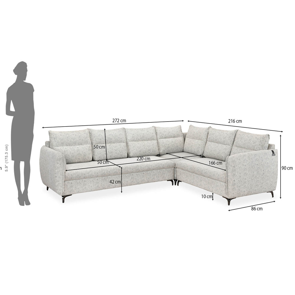 Infinia 3+2+1 Seater Fabric Sofa Set with Left Corner Sofa- Off White