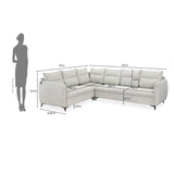 Infinia 3+2+1 Seater Fabric Sofa Set with Right Corner Sofa- Off White