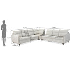 Infinia 3+3+1 Seater Fabric Sofa Set with Right Corner Sofa and Rectangle Console- Off White