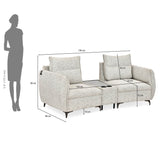 Infinia 2 Seater Fabric Sofa with Triangle Console- Off White